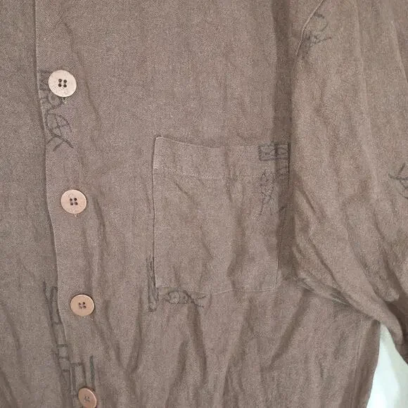 VTG Chicos Design Button Shirt Womens 0 Large Brown Geometric Long Sleeve Aztec - Picture 11 of 12
